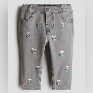H&M Baby Jeans with Floral Embroidery